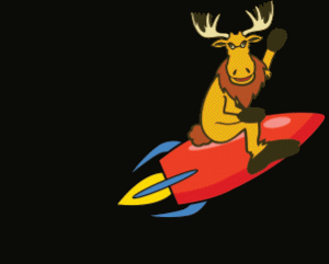 Fast Moose on rocket animated hug & sit