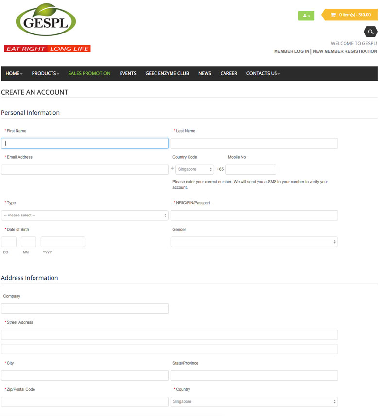 GESPL Website Registration Form